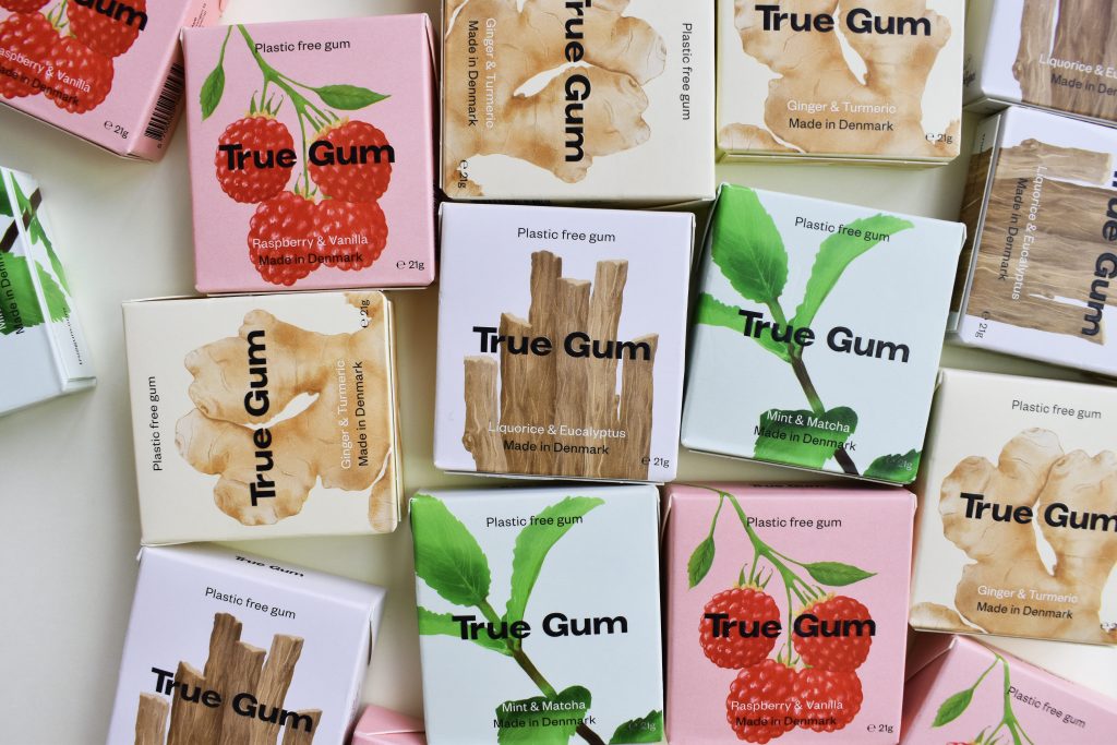 True Gum&#039;s Kaugummigeschmacksrichtungen und Verpackungen.